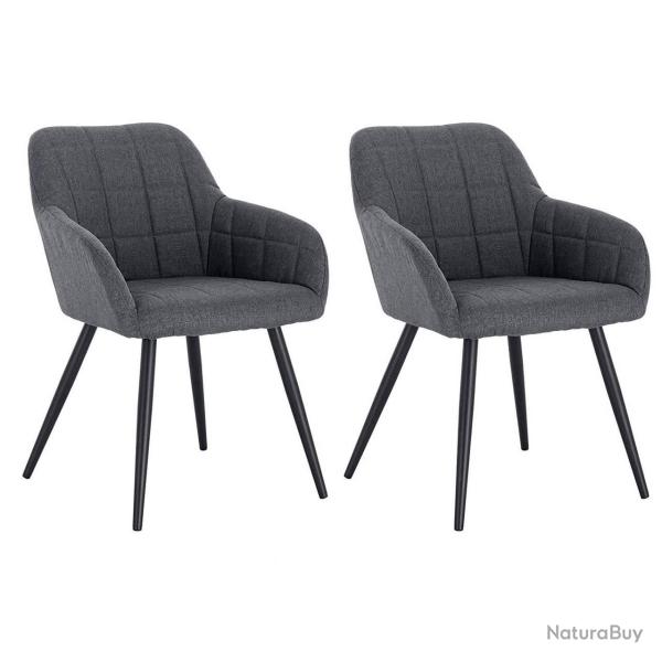 Chaises de salle � manger en lin 2 pi�ces mod�le �l�gant gris fonc� 19_0000332