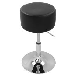 Tabouret en cuir artificiel avec une structure en m&eacute;tal chrom&eacute; noir 19_0000250