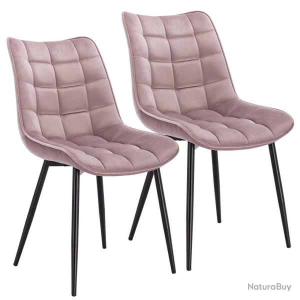 Chaises de cuisine salle � manger 2 pi�ces en velours rose 19_0000393