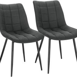 Chaises de cuisine salle &agrave; manger 2 pi&egrave;ces en tissu anthracite 19_0000188