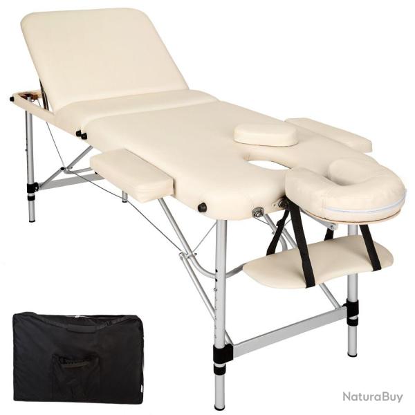 Table de massage Pliante 3 Zones Aluminium Portable + Housse beige 2008139