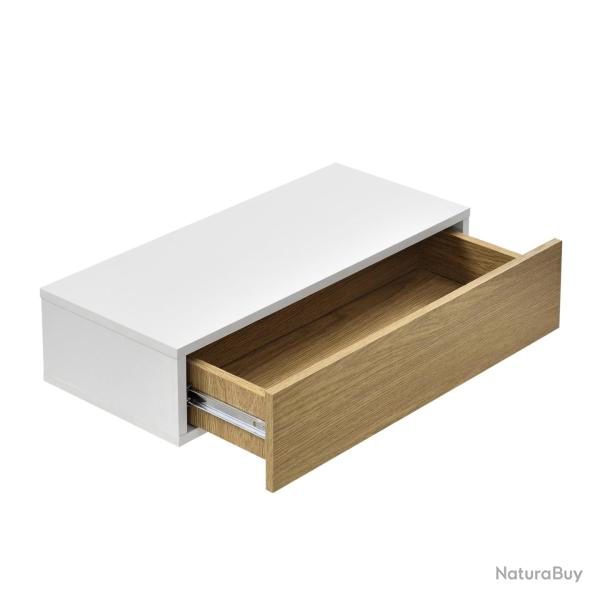 Lot de 2 �tag�res murales avec comptoir meuble de rangement 50 cm blanc bois 03_0003636