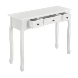 Table console buffet d'entr&eacute;e de salon avec 3 tiroirs MDF 100 cm blanc 03_0004177