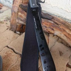 Coupe Coupe Bowie Machette Spetsnaz Lame Acier 40X13 Manche ABS Black Etui Nylon Survivaliste 001