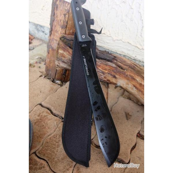 Coupe Coupe Bowie Machette Spetsnaz Lame Acier 40X13 Manche ABS Black Etui Nylon Survivaliste 001