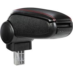 Accoudoir central pour BMW E46 avec compartiment rembourr&eacute; cuir-synth&eacute;tique noir avec des coutures