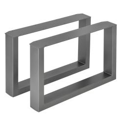 Set de 2 pieds de table de meuble rectangulaire m&eacute;tal 64 cm gris acier 03_0003672