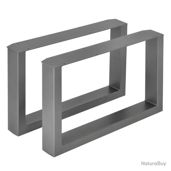 Set de 2 pieds de table de meuble rectangulaire m�tal 64 cm gris acier 03_0003672