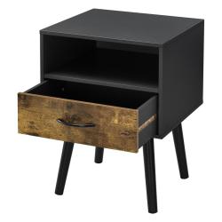 Table de chevet commode &agrave; tiroir meuble bas de table de nuit avec espace de stockage 57 cm noir 03_