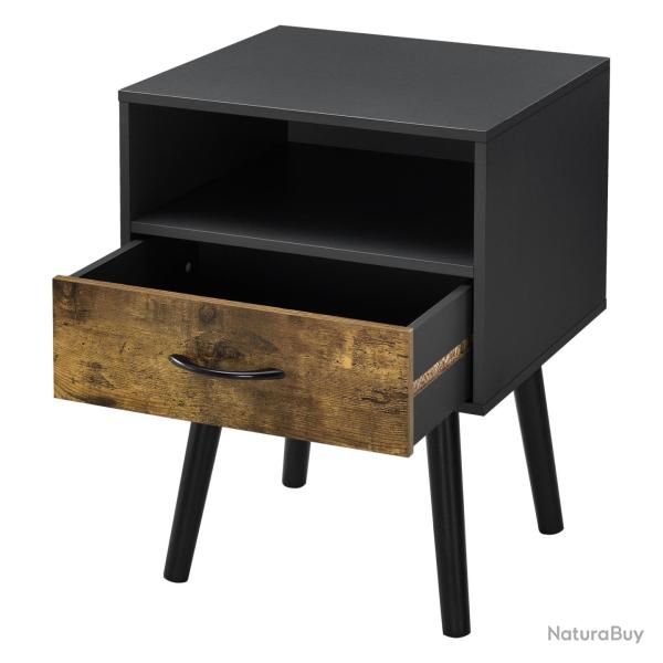 Table de chevet commode � tiroir meuble bas de table de nuit avec espace de stockage 57 cm noir 03_