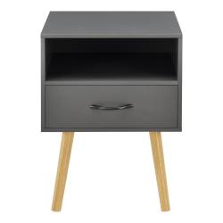 Table de chevet de nuit commode &agrave; tiroir meuble bas avec espace de stockage 57 cm gris fonc&eacute; 03 000