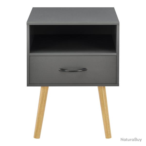 Table de chevet de nuit commode � tiroir meuble bas avec espace de stockage 57 cm gris fonc� 03 000