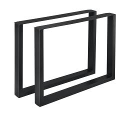 Lot de 2 pieds de table de meuble rectangulaire &agrave; manger m&eacute;tal 90 x 72 cm noir 03_0003671