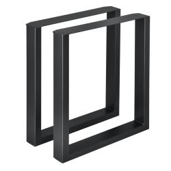 Lot de 2 pieds de table de meuble rectangulaire table &agrave; manger m&eacute;tal 60 x 72 cm noir 03_0003668