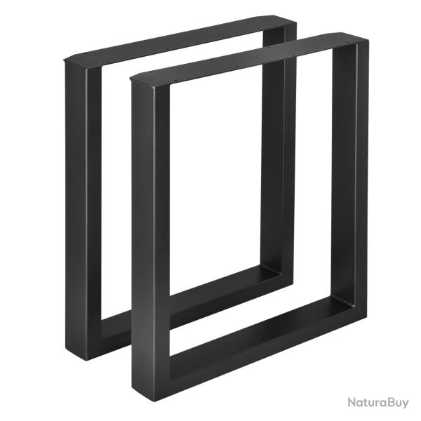 Lot de 2 pieds de table de meuble rectangulaire table � manger m�tal 60 x 72 cm noir 03_0003668