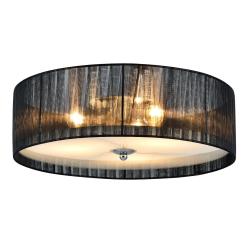 Plafonnier moderne lustre design lampe &agrave; suspension salon diam&egrave;tre 40 cm tissu verre noir blanc 03_