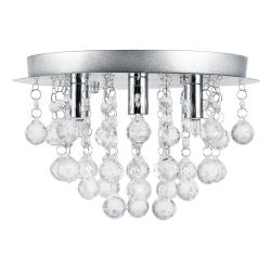Luminaire suspendu plafonnier m&eacute;tal et cristal artistique chrome argent 3 x G9 diam&egrave;tre 28 cm 03_00