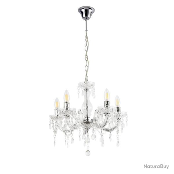 Lustre �l�gant luminaire suspendue lampe suspension m�tal et plastique 5 x E14 diam�tre � : env. 35