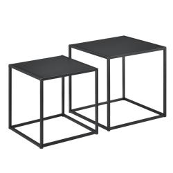 Lot de 2 tables basses de forme carr&eacute; en m&eacute;tal noires mat 03_0005776