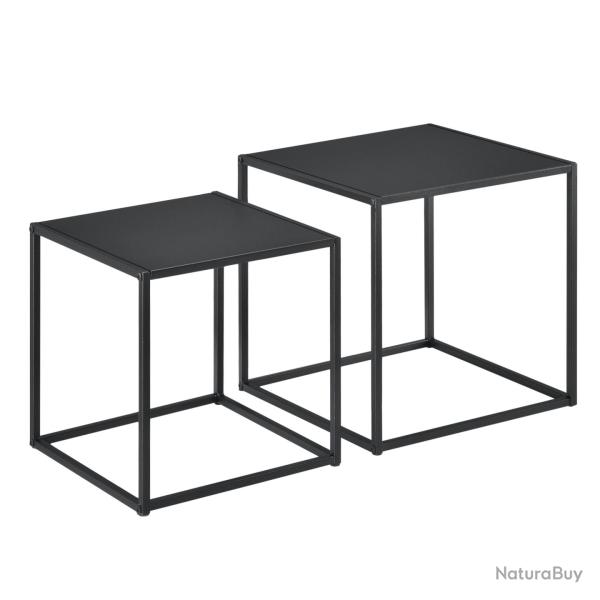 Lot de 2 tables basses de forme carr� en m�tal noires mat 03_0005776