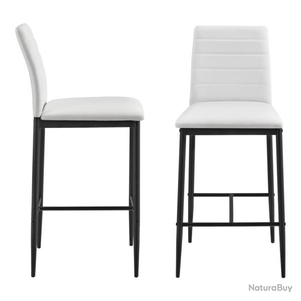 Lot de 2 tabourets chaises de bar avec pieds en acier et hauteur 66 cm blanc noir 03_0005786/2