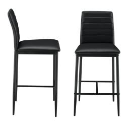 Lot de 2 tabourets de bar chaises avec pieds en acier assise synth&eacute;tique et hauteur d'assise 66 cm