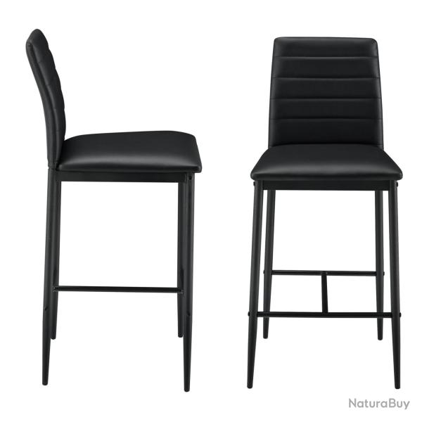 Lot de 2 tabourets de bar chaises avec pieds en acier assise synth�tique et hauteur d'assise 66 cm
