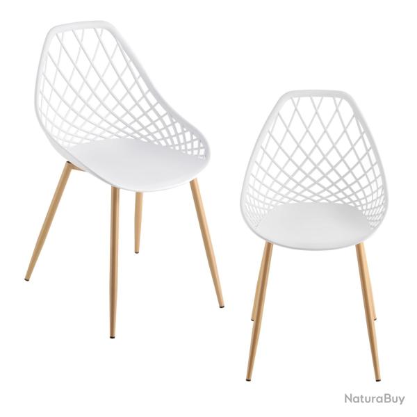 Set de 2 chaises de salle � manger si�ge en plastique 83 cm blanc 03_0006037
