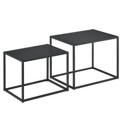 Lot de 2 tables basses rectangulaires en m&eacute;tal noir 03_0005782/2