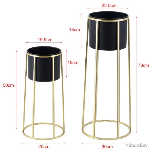 Set de 2 supports de plantes ensemble pot de fleur lot cache-pot ensemble bac � fleurs vase m�tal t