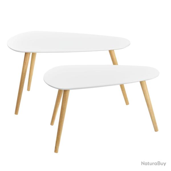 Lot de 2 tables basses de taille diff�rente design de salon MDF pin 45,5 x 80 x 40 cm et 40,5 x 68