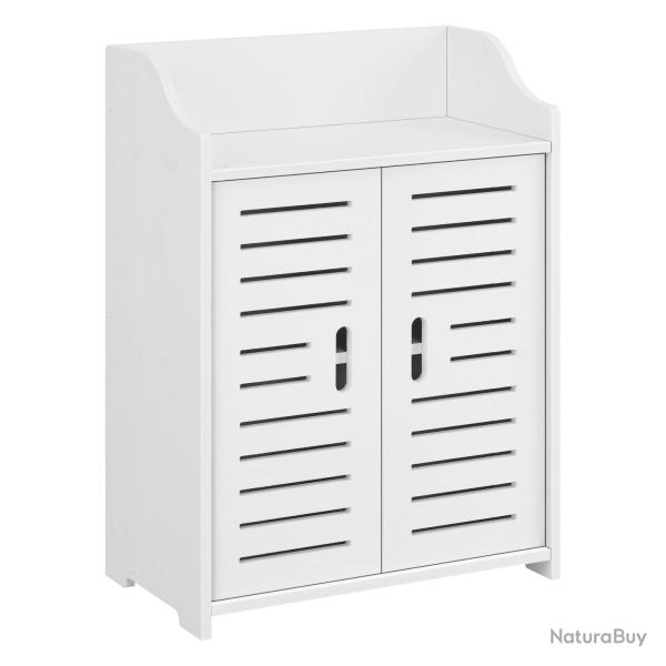 Meuble de salle de bain design avec �tag�res meuble de rangement � 2 portes bois composite 62 cm bl