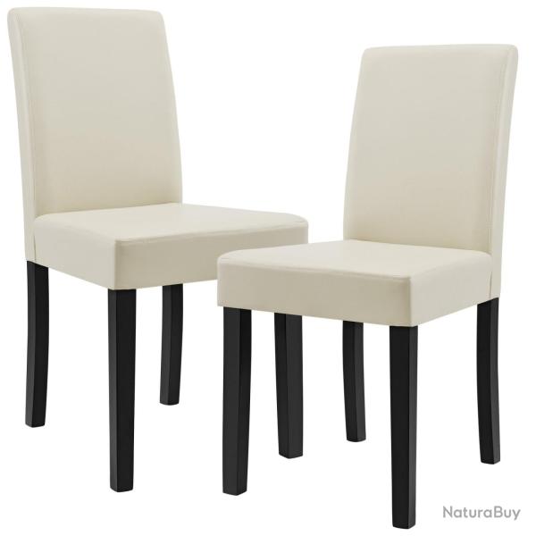 Lot de 2 chaises de salle � manger rembourr�es avec pieds en bois massif housse en synth�tique desi