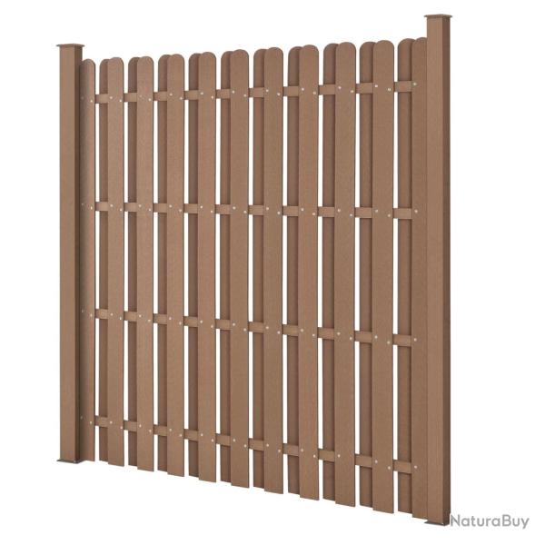 Cl�ture de jardin brise vent brise vue bois composite (wpc) brun 185 x 193 cm 03_0001473