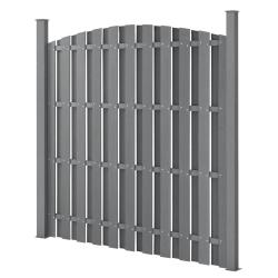 Cl&ocirc;ture en plein cintre brise vue brise vent bois composite wpc gris 185 x 193 cm 03_0001489