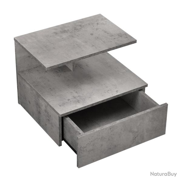 Table de chevet armoire murale avec tiroir rangement 40cm gris 03_0000826