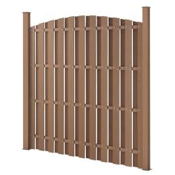 Cl&ocirc;ture en plein cintre brise vue brise vent bois composite WPC brun 185 x 193 cm 03_0001488