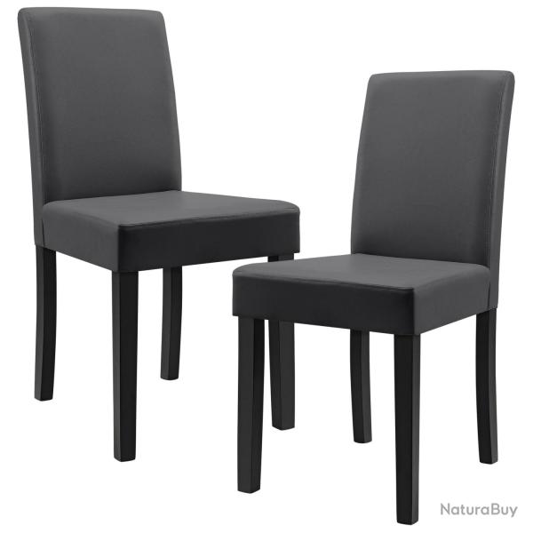 Lot de 2 chaises de salle � manger rembourr�es avec pieds en bois massif housse en synth�tique desi