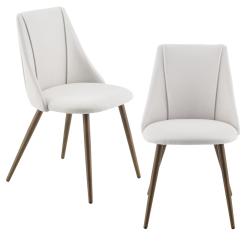 Lot de 2 chaises de salle &agrave; manger cuisine rembourr&eacute;e en textile pieds m&eacute;tal avec effet bois si&egrave;ge