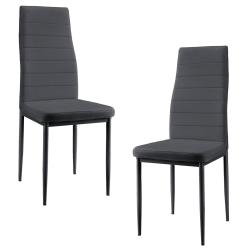 Lot de 2 chaises de salle &agrave; manger si&egrave;ges empilables synth&eacute;tique 96 cm gris fonc&eacute; 03_0005743