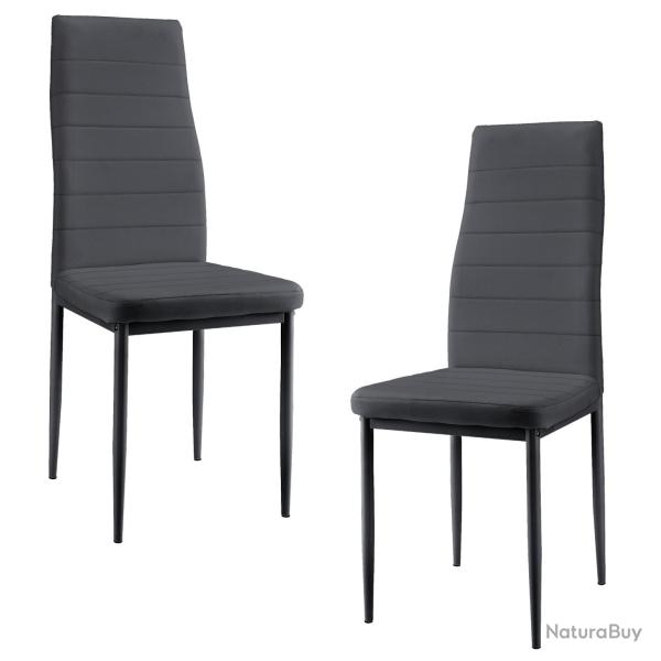 Lot de 2 chaises de salle � manger si�ges empilables synth�tique 96 cm gris fonc� 03_0005743