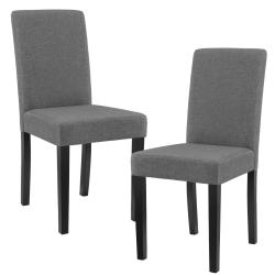 Set de 2 chaises de salle &agrave; manger rembourr&eacute;es en tissu polyester 90 cm gris et noir 03_0003635