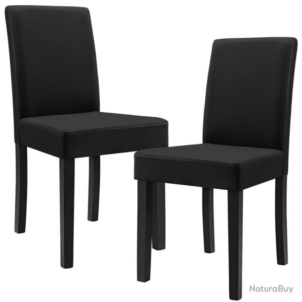 Lot de 2 chaises de salle � manger rembourr�es avec pieds en bois massif housse en synth�tique desi