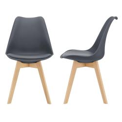 lot de 2 chaises si&egrave;ge de salle &agrave; manger scandinave cuisine plastique synth&eacute;tique gris 03_0002770