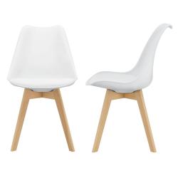 Lot de 2 chaises si&egrave;ge de salle &agrave; manger scandinave cuisine plastique synth&eacute;tique blanc 03_0002768