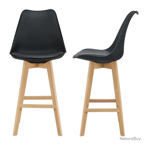 Lot de 2 tabourets de bar si�ge avec dossier et repose-pied rembourr� 105 cm noir 03_0002781