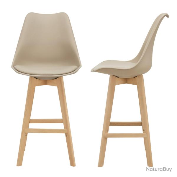 Lot de 2 tabourets de bar si�ge avec dossier et repose-pied rembourr� 105 cm beige 03_0002776