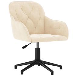 Chaise fauteuil si&egrave;ge pivotante de bureau informatique &eacute;tude velours cr&egrave;me 02_0024104