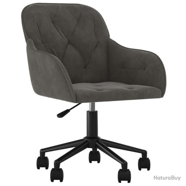 Chaise fauteuil si�ge pivotante de bureau informatique �tude fonc� velours gris 02_0024133