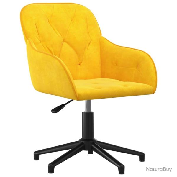 Chaise fauteuil si�ge pivotante de bureau informatique �tude Jaune velours jaune 02_0024143